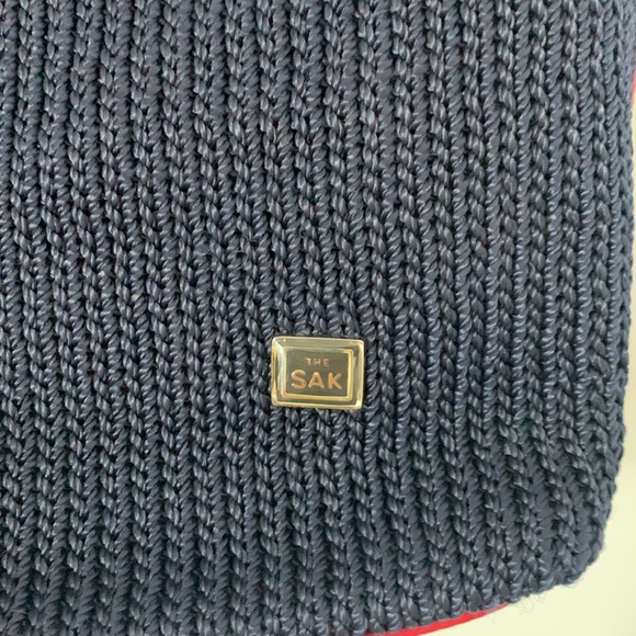 THE SAK Navy Blue w/ Red trim and silver accent, knit, shoulder bag. - Picture 6 of 16